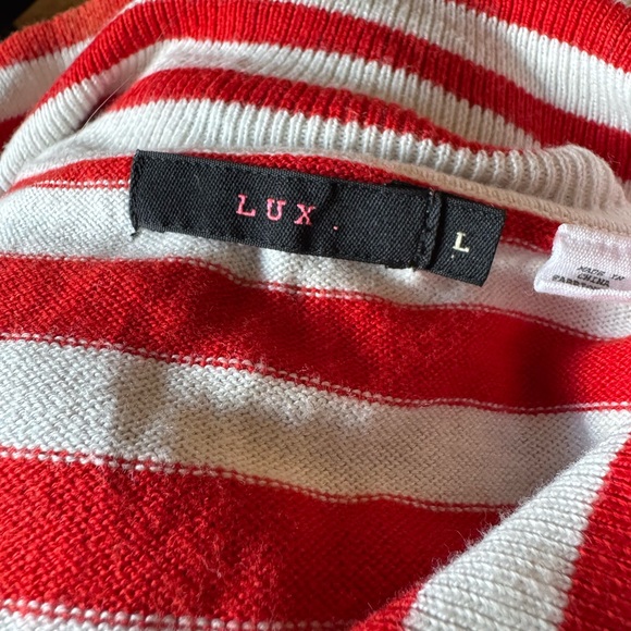 Lux Red and White Striped Sweater - Picture 5 of 6